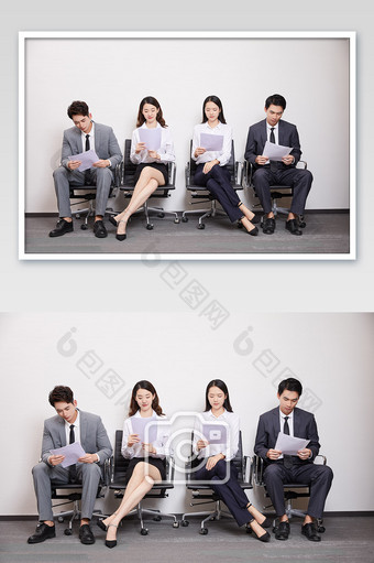 商务办公室团队办公白领四人面试图图片