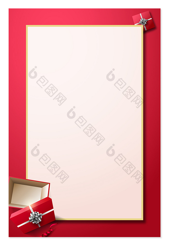 红色礼盒喜庆爱情情人节背景