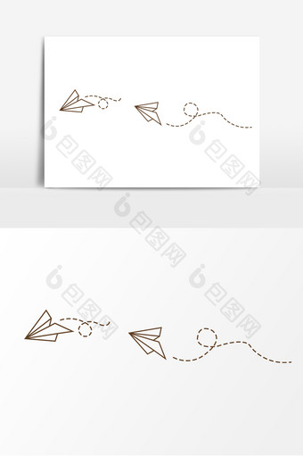卡通扁平线纸飞机飞机手绘元素图片