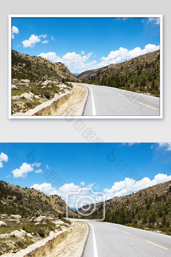 甘孜藏区清新风光公路摄影图片
