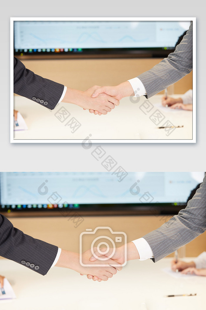 商务办公室团队办公白领会议握手图