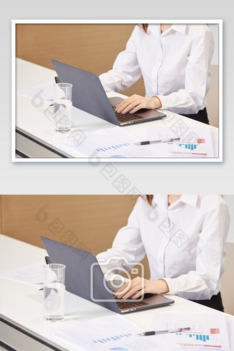 商务办公室团队办公白领手部特写电脑打字图片