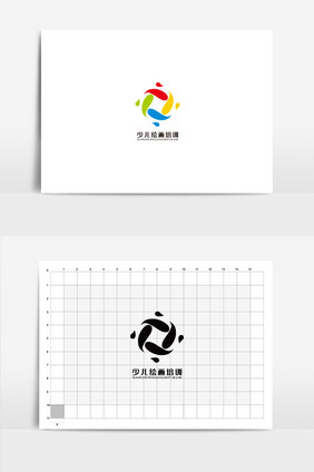 炫彩少儿绘画培训教育VI标志logo设计