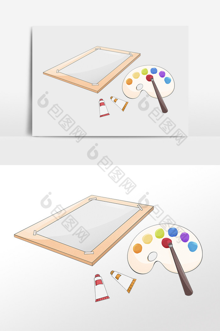 绘画工具画笔颜料调色板插画图片图片