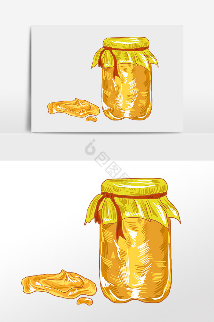 一瓶天然蜂蜜罐装蜂蜜插画图片