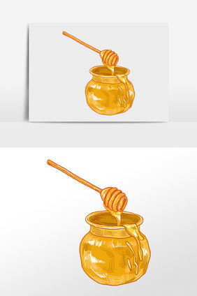 一瓶天然蜂蜜食品插画