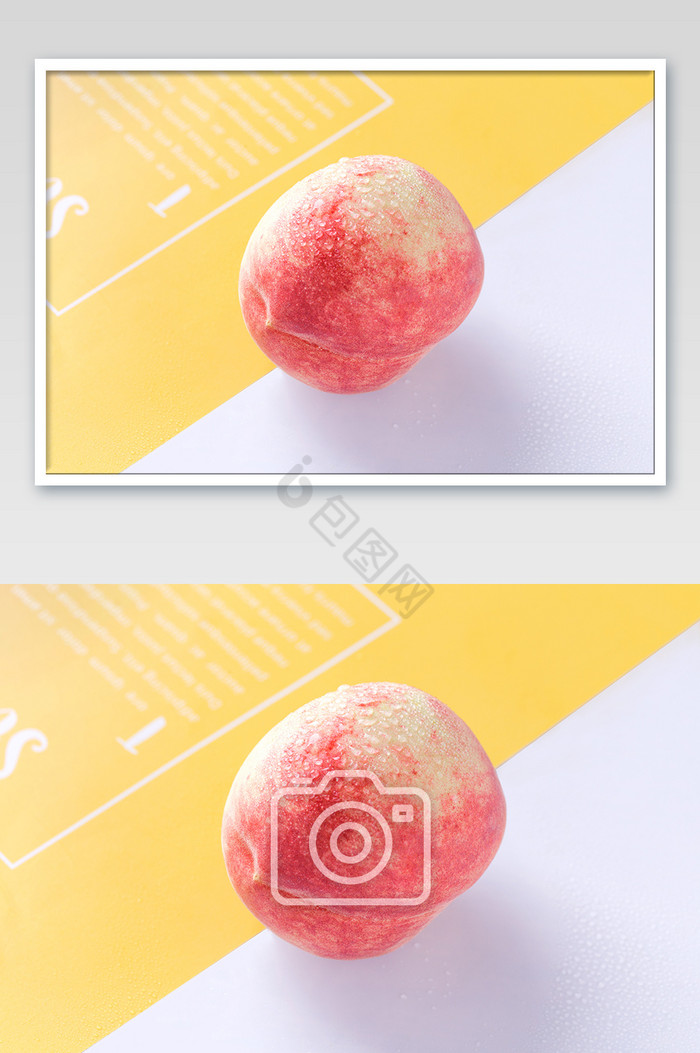 一个桃子鲜桃拼色底清新图片