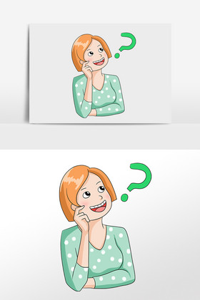 思考问题想事情女孩插画