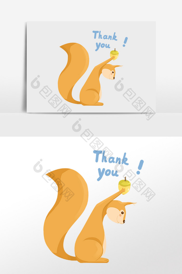手绘感恩感谢谢谢狐狸插画