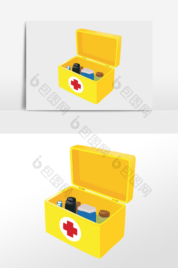 手绘爱心公益医疗医药箱插画