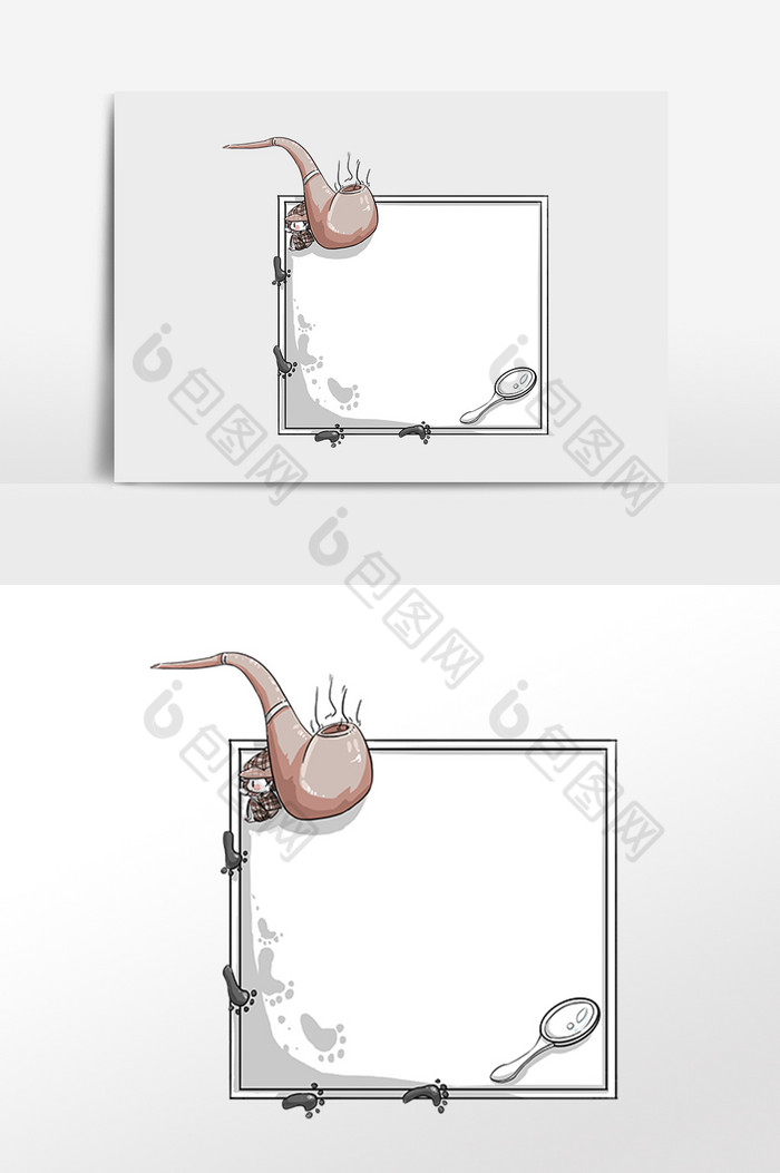 烟斗烟嘴装饰边框插画图片图片