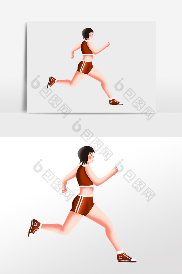 手绘跑步赛跑运动锻炼人物插画