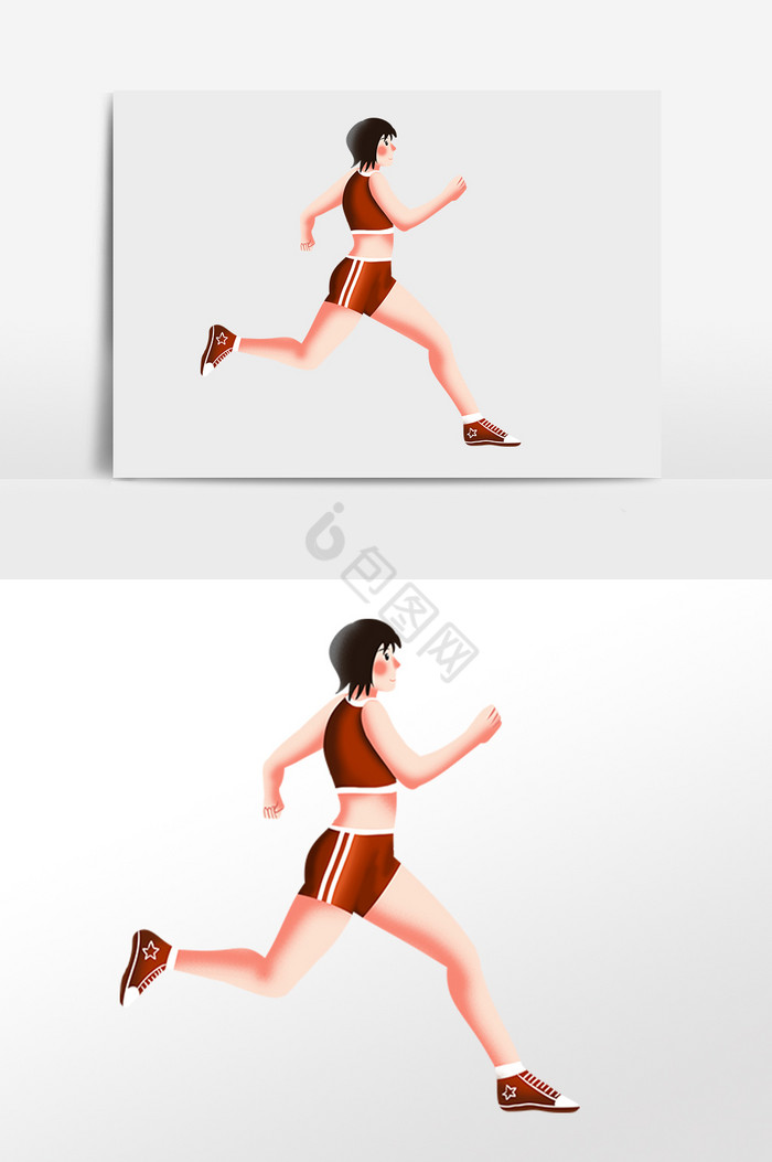 跑步赛跑运动锻炼人物插画图片