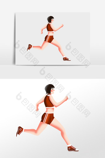 手绘跑步赛跑运动锻炼人物插画图片