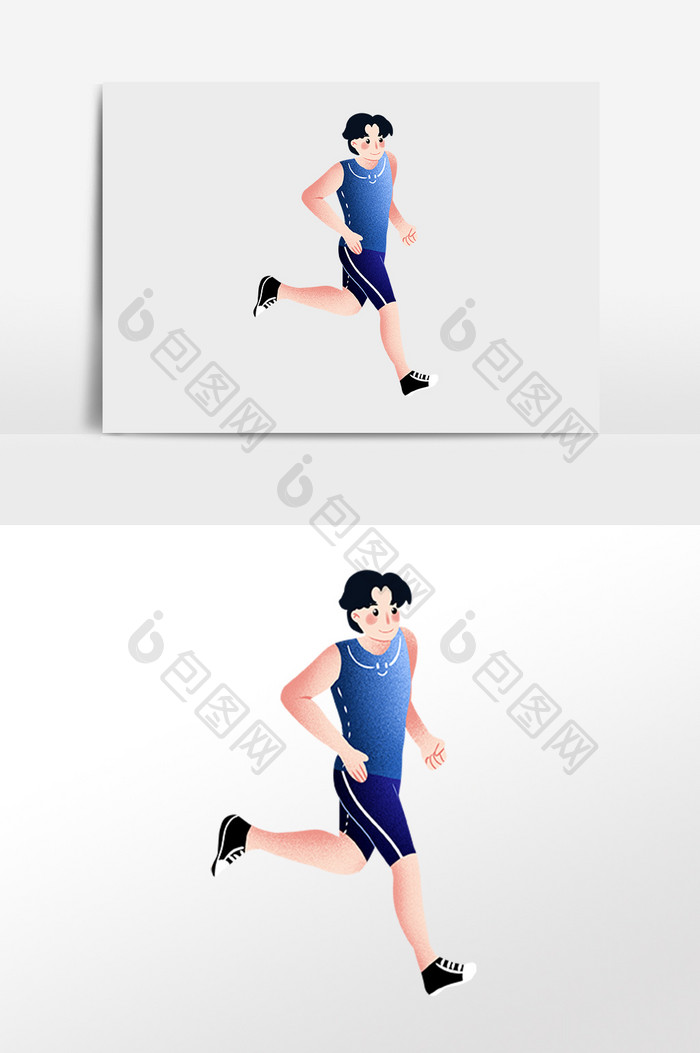 手绘跑步赛跑运动锻炼男孩插画
