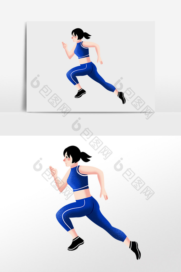 手绘跑步赛跑运动锻炼女孩插画