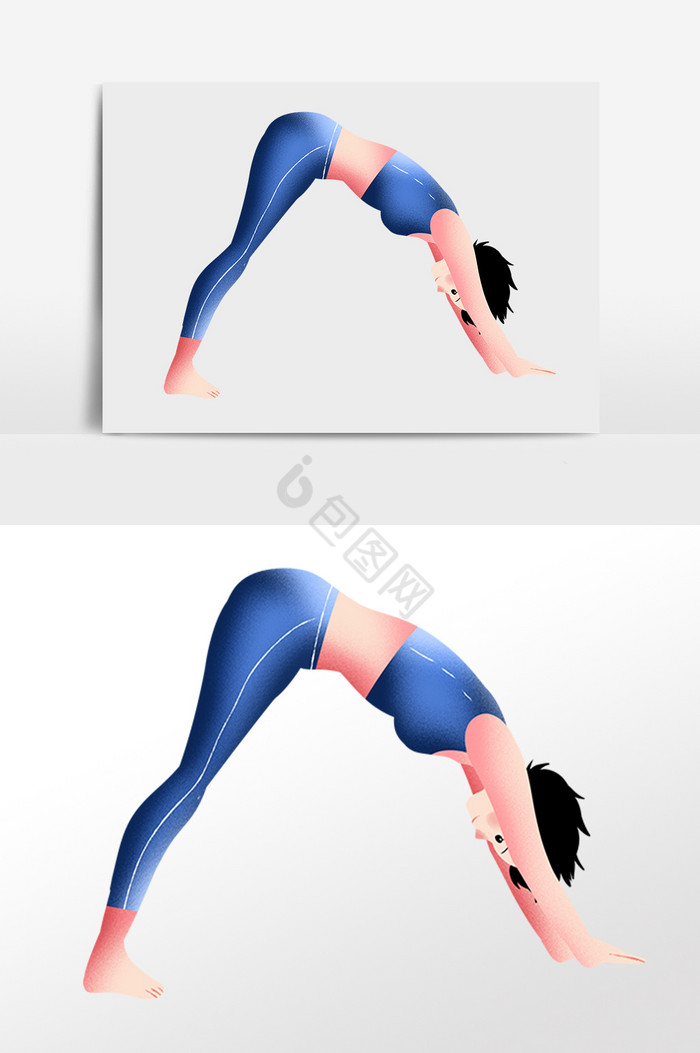 瑜伽运动锻炼女孩插画图片
