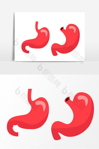 红色卡通胃矢量元素图片