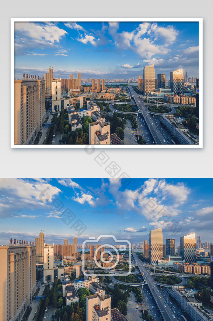 蓝天白云下的武汉长江二桥摄影图片