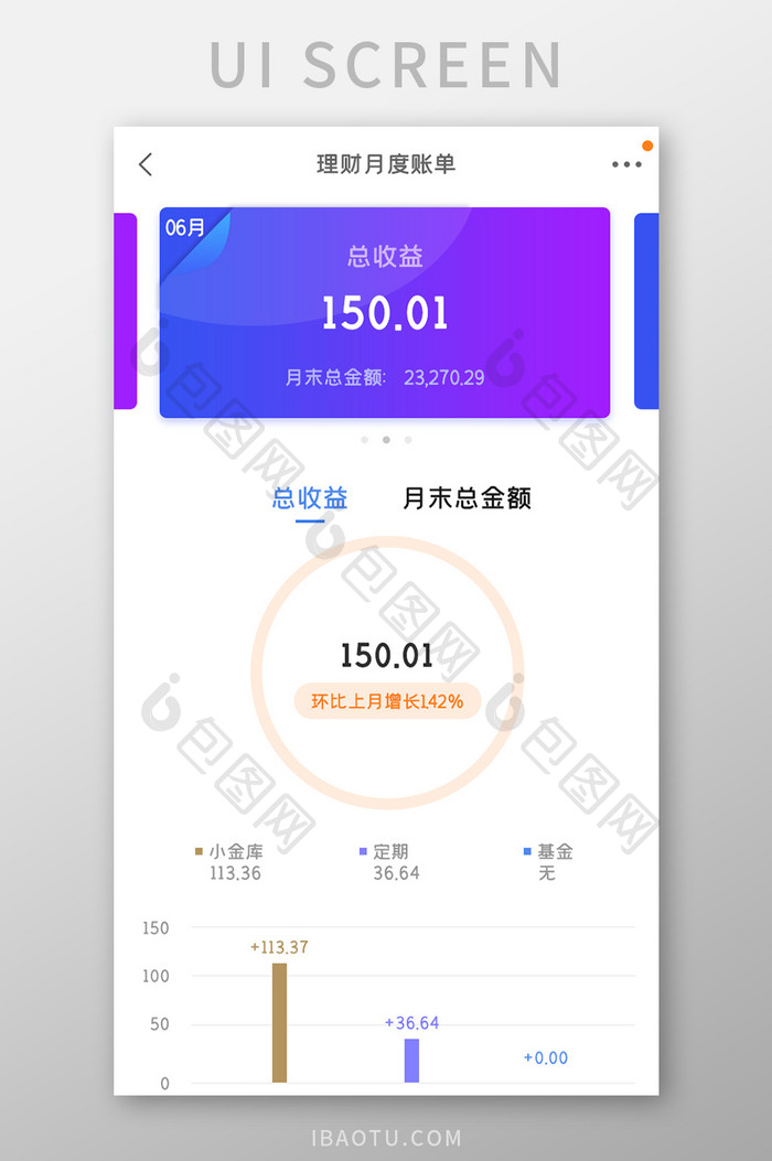 金融理财APP月度账单UI移动界面