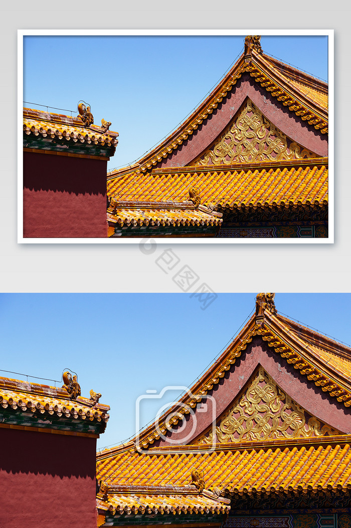 北京故宫屋檐黄砖祥瑞高清摄影图图片