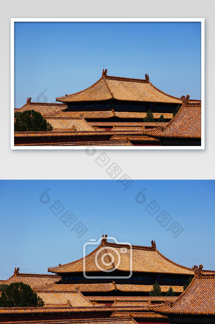 北京蓝天白云故宫建筑群高清摄影图