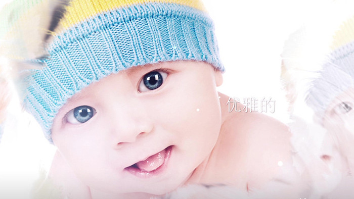 中国风水墨流体儿童家庭相册展示AE模板