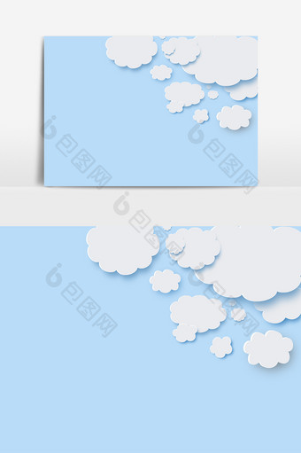 卡通矢量云朵折纸元素图片