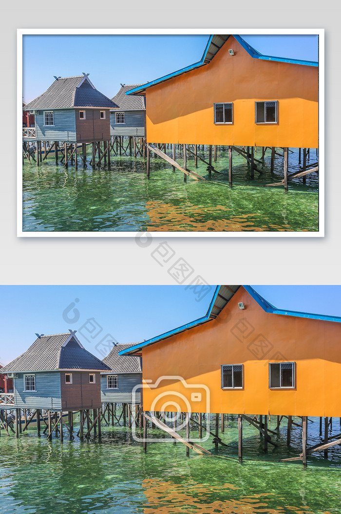 马来西亚仙本那马布岛水上屋摄影图片