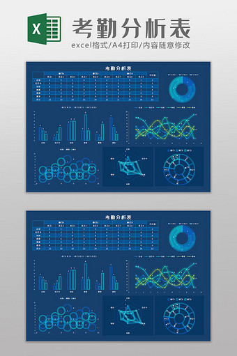 考勤分析表Excel模板图片