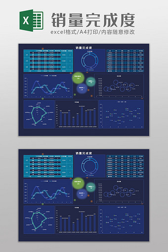 销量完成度Excel模板图片