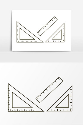 卡通格尺三角尺矢量元素
