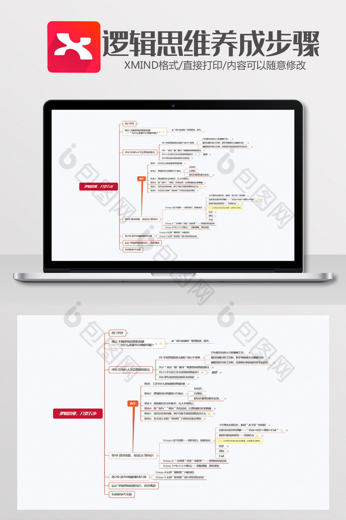 逻辑思维养成步骤思维导图Xmind模板图片图片
