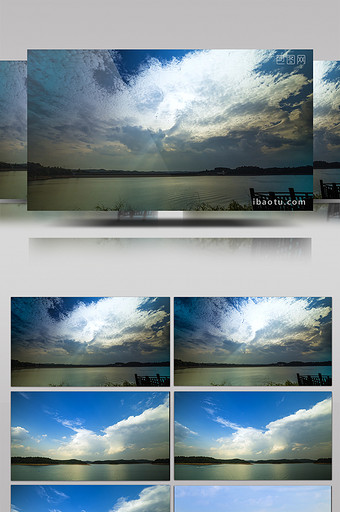 绵阳仙海湖蓝天白云律动光影延时风光图片