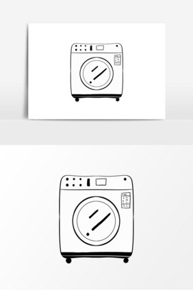 手绘家用电器黑白洗衣机元素