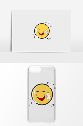 黄色笑脸表情手机壳设计元素