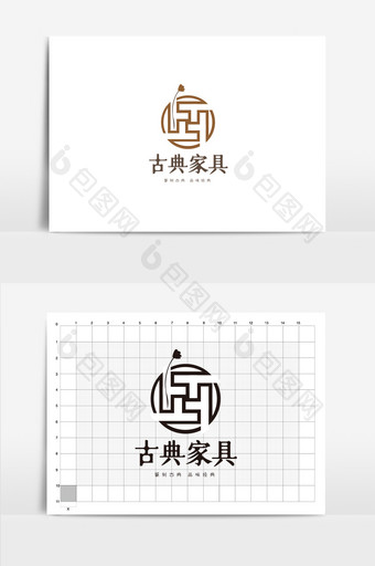 中式古典家具标志VI古典家具logo图片