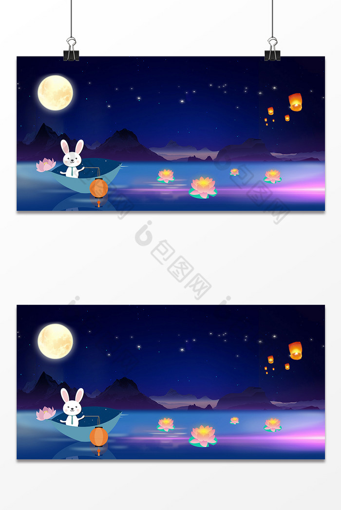 中秋节月亮玉兔广告图图片图片