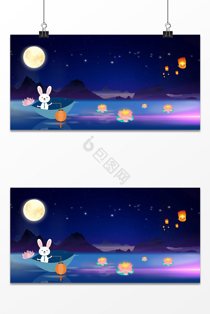 中秋节月亮玉兔广告图图片