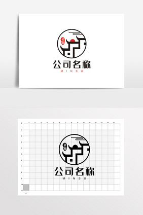 民宿LOGO标志建筑古典VI