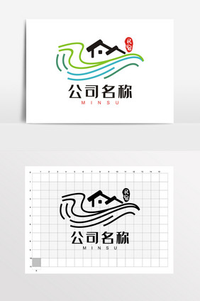 客栈梯田民宿LOGO旅游VI