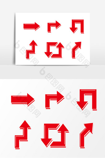 卡通风红色立体标志箭头标识形状矢量元素图片