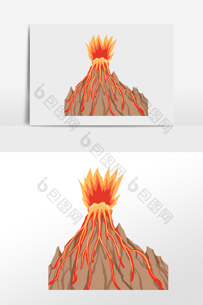 手绘自然灾害灾难火山喷发插画