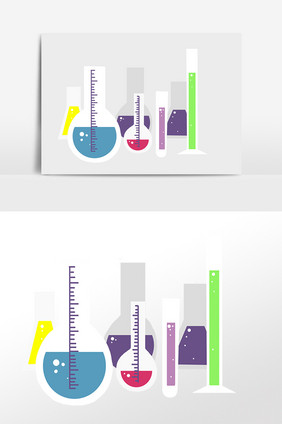 手绘化学实验器具烧杯容器插画