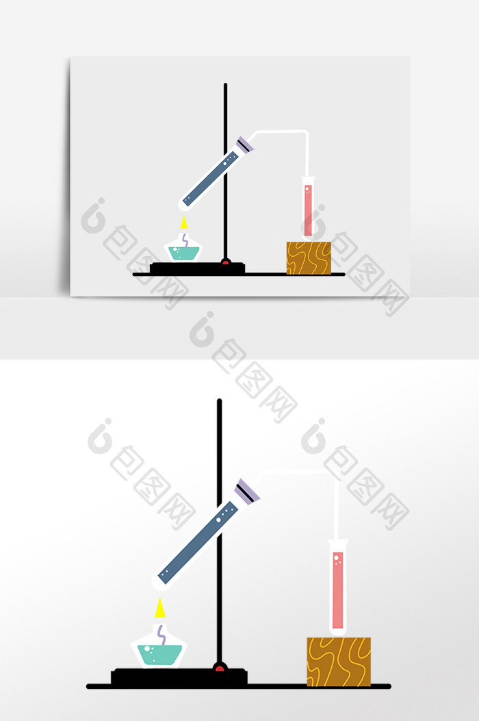 手绘化学实验器具烧杯插画