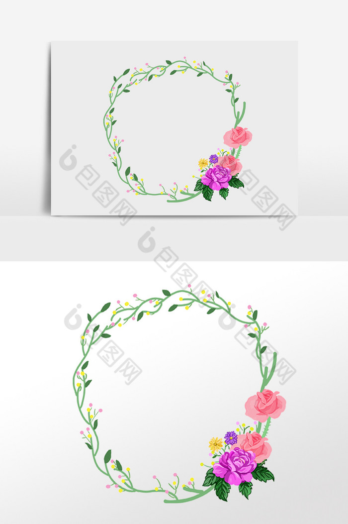 植物花朵花环边框插画图片图片