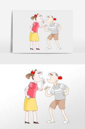 漫画浅蓝色清新手绘父母吵架孩子哭泣世界家庭日情侣吵架情人节情侣