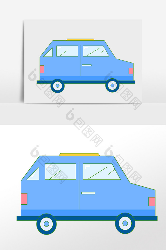 手绘卡通交通工具小车小贴图插画