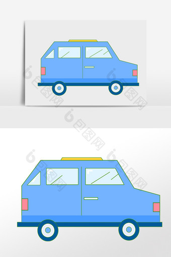 手绘卡通交通工具小车小贴图插画图片