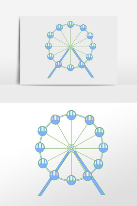 手绘儿童玩耍娱乐设施摩天轮插画